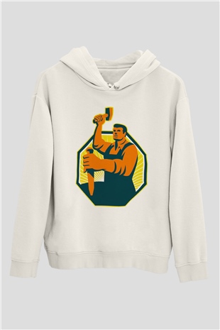 Heykeltıraş Beyaz Unisex Kapüşonlu Sweatshirt