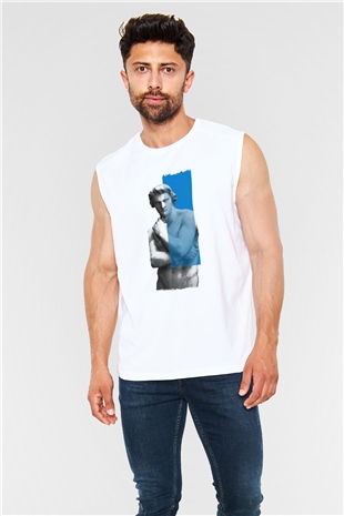 Heykeltıraş Beyaz Unisex Kolsuz Tişört