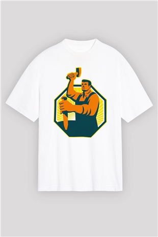 Heykeltıraş Beyaz Oversize Tişört Oversize T-shirt - TişörtFabrikası