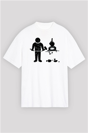 Heykeltıraş Beyaz Oversize Tişört Oversize T-shirt - TişörtFabrikası