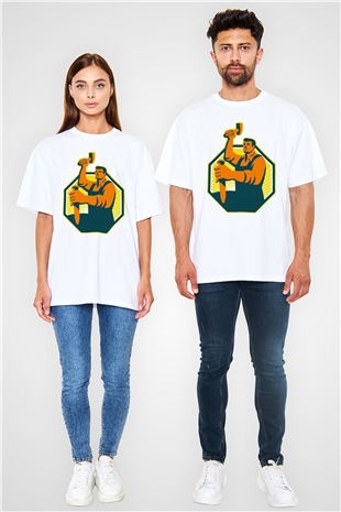 Heykeltıraş Beyaz Oversize Tişört Oversize T-shirt - TişörtFabrikası