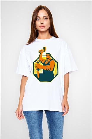 Heykeltıraş Beyaz Oversize Tişört Oversize T-shirt - TişörtFabrikası