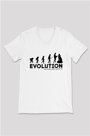 Heykeltıraş Beyaz Unisex V Yaka Tişört