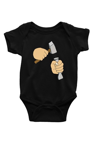 Heykeltıraş Siyah Bebek Body - Zıbın