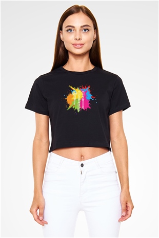 Heykeltıraş Siyah  Crop Top Tişört