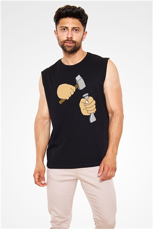Heykeltıraş Siyah Unisex Kolsuz Tişört