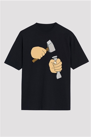 Heykeltıraş Siyah Oversize Tişört Oversize T-shirt - TişörtFabrikası