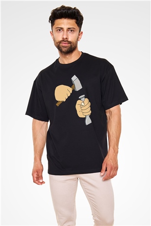 Heykeltıraş Siyah Oversize Tişört Oversize T-shirt - TişörtFabrikası