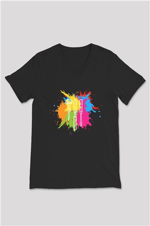 Heykeltıraş Siyah Unisex V Yaka Tişört