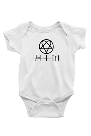 HIM Baskılı Beyaz Unisex Bebek Body - Zıbın