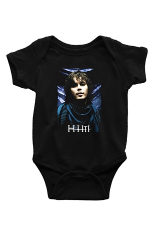 HIM Baskılı Siyah Bebek Body - Zıbın