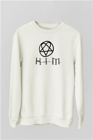 HIM Beyaz Unisex Sweatshirt