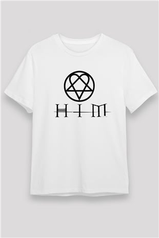 HIM Beyaz Unisex Tişört T-Shirt - TişörtFabrikası