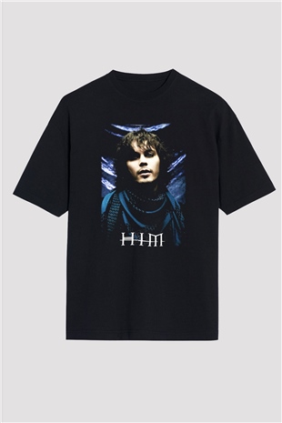 HIM Siyah Unisex Oversize Tişört T-Shirt
