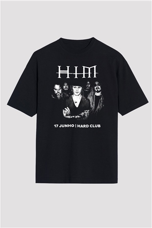 HIM Siyah Unisex Oversize Tişört T-Shirt