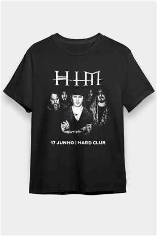 HIM Siyah Unisex Tişört T-Shirt - TişörtFabrikası