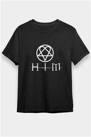 HIM Siyah Unisex Tişört T-Shirt - TişörtFabrikası