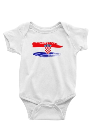 Hırvatistan Baskılı Beyaz Unisex Bebek Body - Zıbın