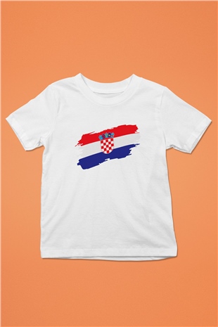 Hırvatistan Baskılı Beyaz Unisex Çocuk Tişört