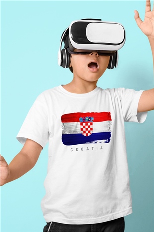 Hırvatistan Beyaz Unisex Çocuk Tişört