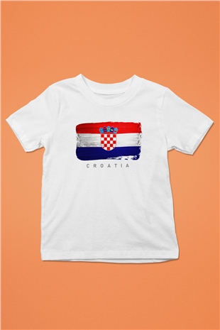 Hırvatistan Beyaz Unisex Çocuk Tişört