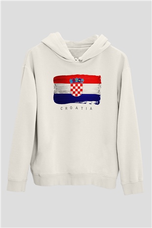 Hırvatistan Beyaz Unisex Hoodie