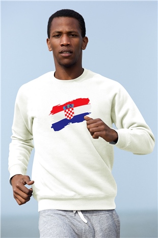 Hırvatistan Beyaz Unisex Sweatshirt