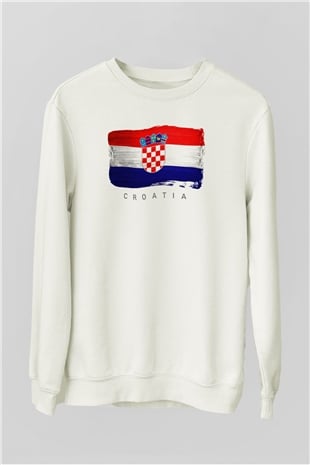Hırvatistan Beyaz Unisex Sweatshirt