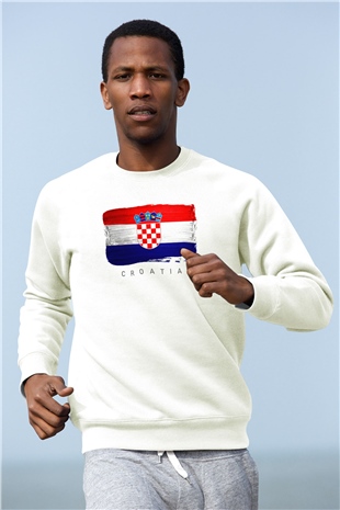 Hırvatistan Beyaz Unisex Sweatshirt