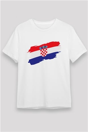 Hırvatistan Beyaz Unisex Tişört T-Shirt - TişörtFabrikası