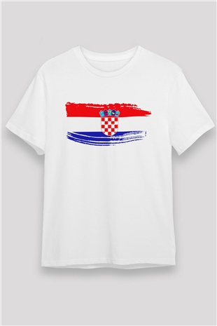 Hırvatistan Beyaz Unisex Tişört T-Shirt - TişörtFabrikası