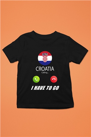 Hırvatistan Siyah Unisex Çocuk Tişört