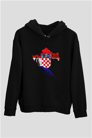 Hırvatistan Siyah Unisex Hoodie