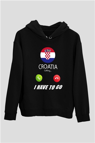 Hırvatistan Siyah Unisex Hoodie