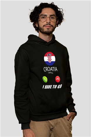Hırvatistan Siyah Unisex Hoodie