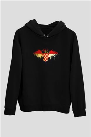 Hırvatistan Siyah Unisex Hoodie