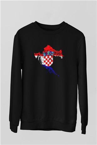 Hırvatistan Siyah Unisex Sweatshirt