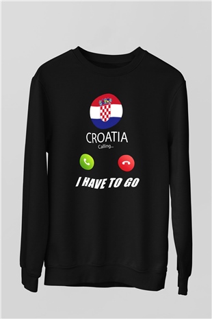 Hırvatistan Siyah Unisex Sweatshirt