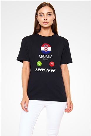 Hırvatistan Siyah Unisex Tişört T-Shirt - TişörtFabrikası