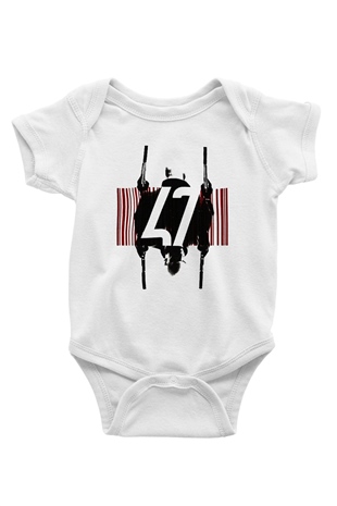 Hitman Baskılı Beyaz Unisex Bebek Body - Zıbın