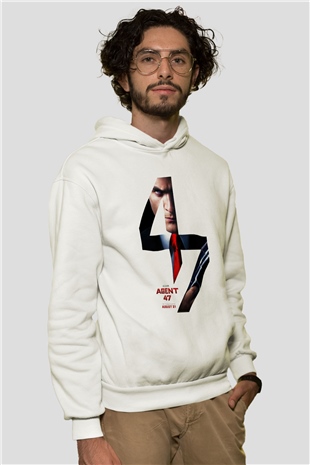 Hitman Beyaz Unisex Hoodie