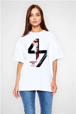 Hitman Beyaz Unisex Oversize Tişört T-Shirt