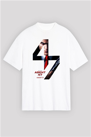 Hitman Beyaz Unisex Oversize Tişört T-Shirt
