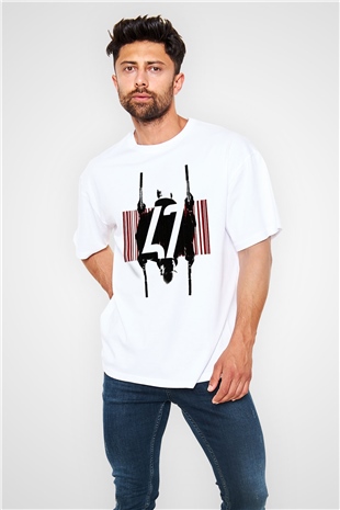Hitman Beyaz Unisex Oversize Tişört T-Shirt