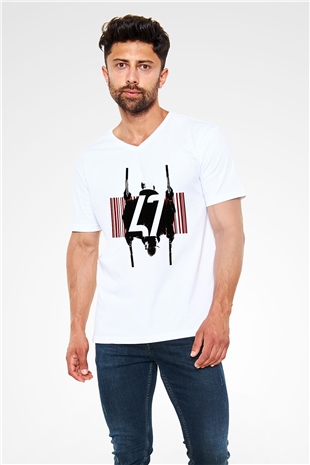 Hitman Beyaz Unisex V Yaka Tişört T-Shirt