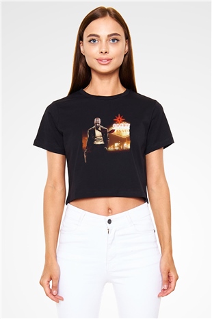 Hitman Siyah  Crop Top Tişört