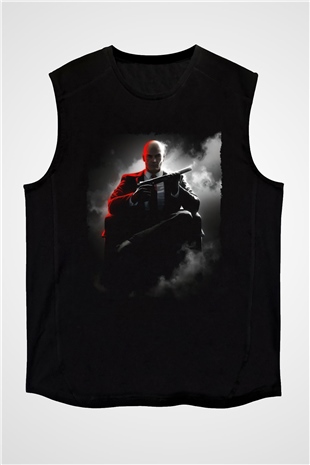Hitman Siyah Unisex Kolsuz Tişört