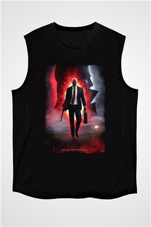 Hitman Siyah Unisex Kolsuz Tişört