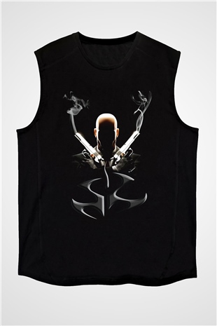 Hitman Siyah Unisex Kolsuz Tişört