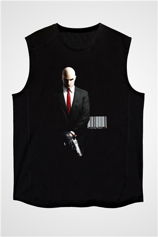 Hitman Siyah Unisex Kolsuz Tişört